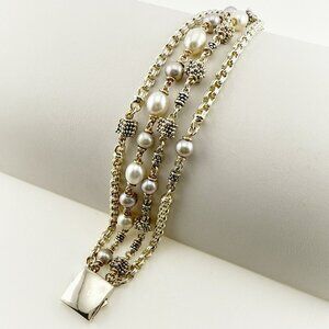 Michael Dawkins Bracelet Pearl Sterling Silver Multi Strand Caviar Granulate 86g